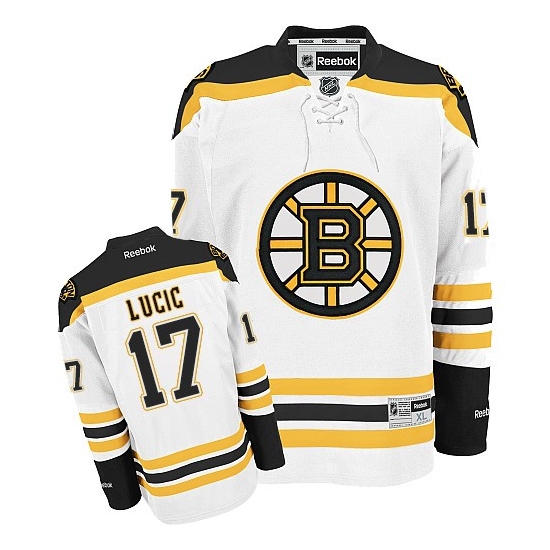 Milan Lucic Boston Bruins Youth Authentic Away Reebok Jersey - White
