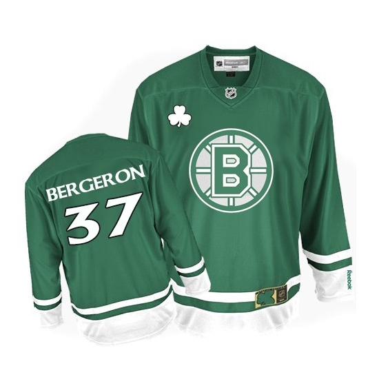 Patrice Bergeron Boston Bruins Premier St Patty's Day Reebok Jersey - Green