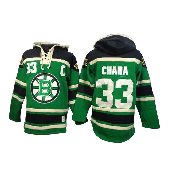 Zdeno Chara Boston Bruins Old Time Hockey Authentic St. Patrick's Day McNary Lace Hoodie Jersey - Green