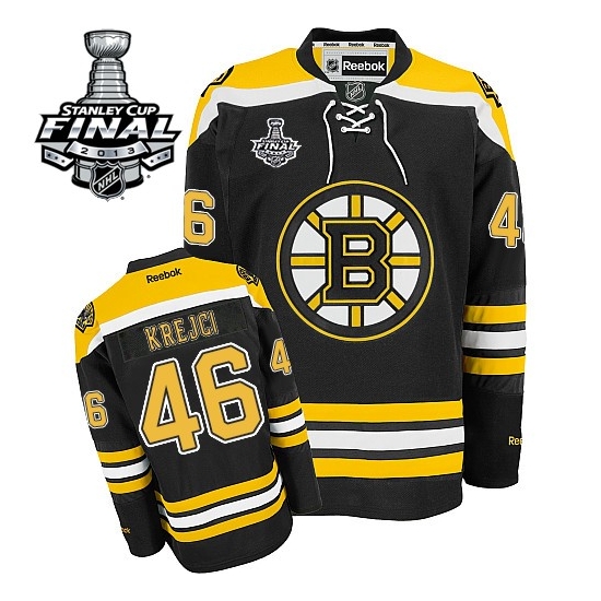 David Krejci Boston Bruins Authentic Home 2013 Stanley Cup Finals Reebok Jersey - Black