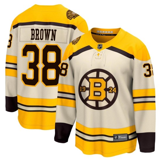 Patrick Brown Boston Bruins Youth Premier Breakaway Cream 100th Anniversary Fanatics Branded Jersey - Brown