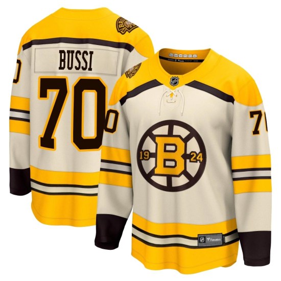 Brandon Bussi Boston Bruins Youth Premier Breakaway 100th Anniversary Fanatics Branded Jersey - Cream