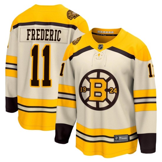 Trent Frederic Boston Bruins Youth Premier Breakaway 100th Anniversary Fanatics Branded Jersey - Cream
