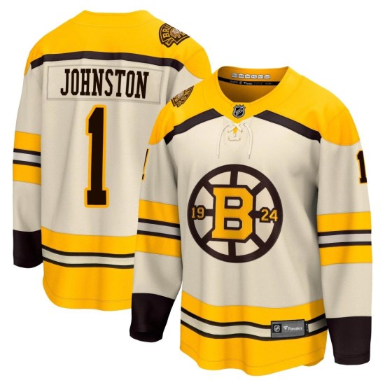 Eddie Johnston Boston Bruins Youth Premier Breakaway 100th Anniversary Fanatics Branded Jersey - Cream
