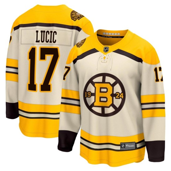 Milan Lucic Boston Bruins Youth Premier Breakaway 100th Anniversary Fanatics Branded Jersey - Cream