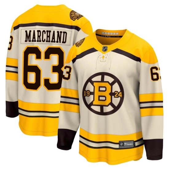 Brad Marchand Boston Bruins Youth Premier Breakaway 100th Anniversary Fanatics Branded Jersey - Cream