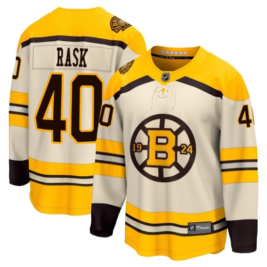 Tuukka Rask Boston Bruins Youth Premier Breakaway 100th Anniversary Fanatics Branded Jersey - Cream