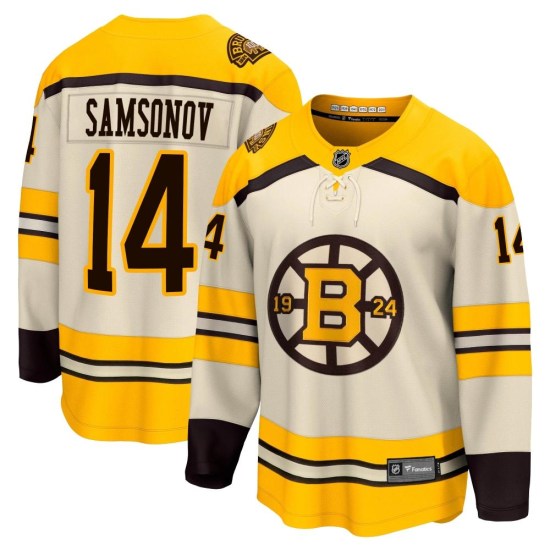 Sergei Samsonov Boston Bruins Youth Premier Breakaway 100th Anniversary Fanatics Branded Jersey - Cream