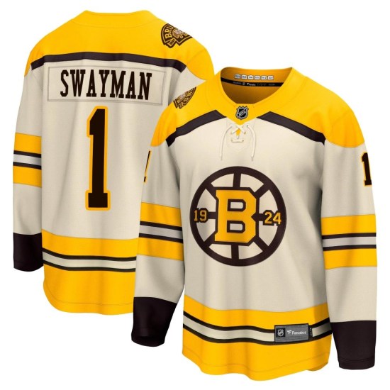 Jeremy Swayman Boston Bruins Youth Premier Breakaway 100th Anniversary Fanatics Branded Jersey - Cream