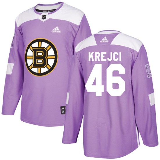 David Krejci Boston Bruins Authentic Fights Cancer Practice Adidas Jersey - Purple