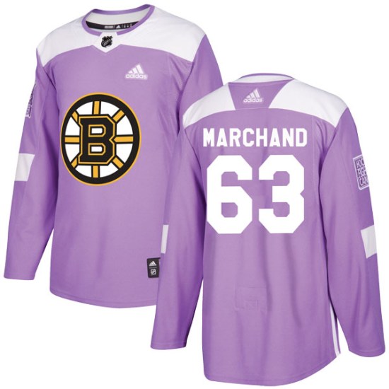 Brad Marchand Boston Bruins Authentic Fights Cancer Practice Adidas Jersey - Purple