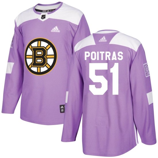 Matthew Poitras Boston Bruins Authentic Fights Cancer Practice Adidas Jersey - Purple