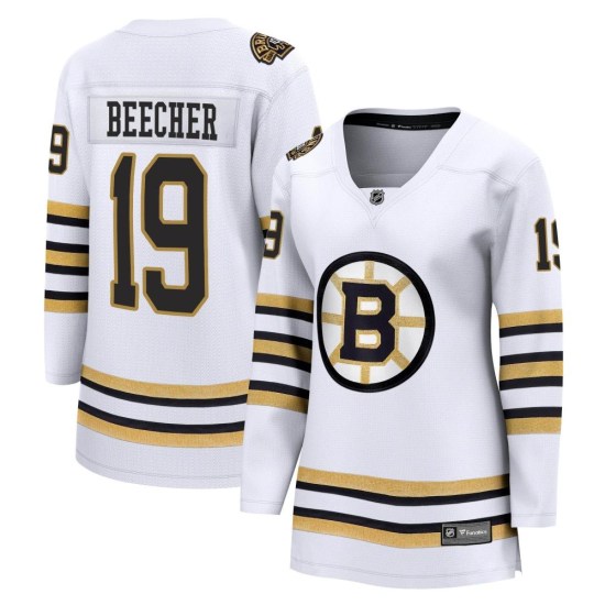 Johnny Beecher Boston Bruins Women's Premier Breakaway 100th Anniversary Fanatics Branded Jersey - White