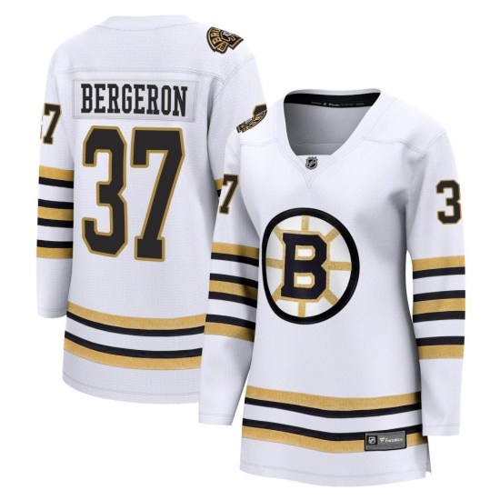 Patrice Bergeron Boston Bruins Women's Premier Breakaway 100th Anniversary Fanatics Branded Jersey - White