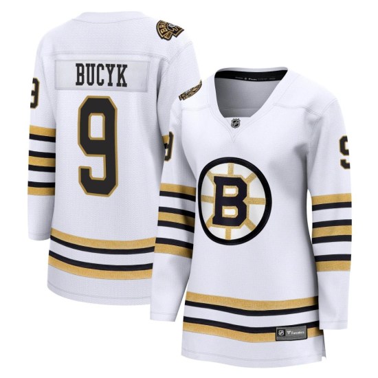Johnny Bucyk Boston Bruins Women's Premier Breakaway 100th Anniversary Fanatics Branded Jersey - White