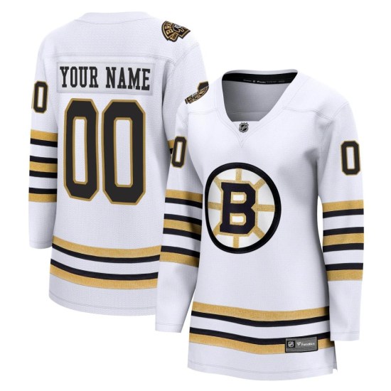 Custom Boston Bruins Women's Premier Custom Breakaway 100th Anniversary Fanatics Branded Jersey - White