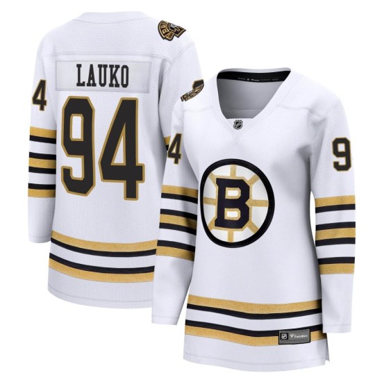 Jakub Lauko Boston Bruins Women's Premier Breakaway 100th Anniversary Fanatics Branded Jersey - White