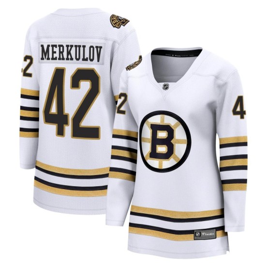 Georgii Merkulov Boston Bruins Women's Premier Breakaway 100th Anniversary Fanatics Branded Jersey - White