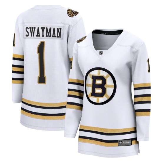 Jeremy Swayman Boston Bruins Women's Premier Breakaway 100th Anniversary Fanatics Branded Jersey - White