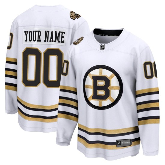 Custom Boston Bruins Youth Premier Custom Breakaway 100th Anniversary Fanatics Branded Jersey - White