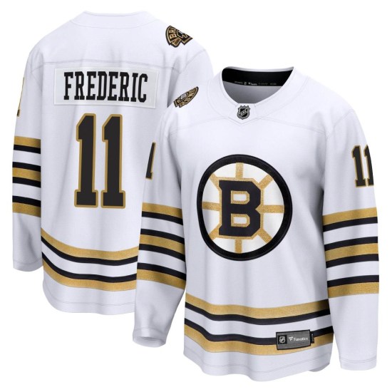Trent Frederic Boston Bruins Youth Premier Breakaway 100th Anniversary Fanatics Branded Jersey - White