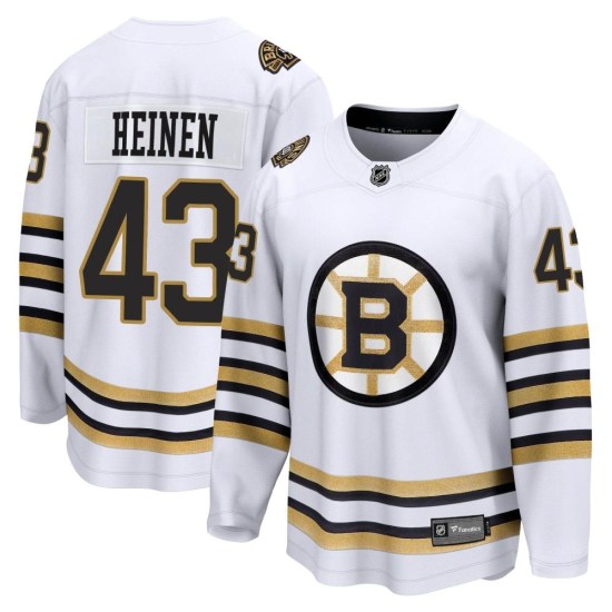 Danton Heinen Boston Bruins Youth Premier Breakaway 100th Anniversary Fanatics Branded Jersey - White