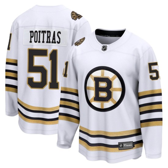 Matthew Poitras Boston Bruins Youth Premier Breakaway 100th Anniversary Fanatics Branded Jersey - White