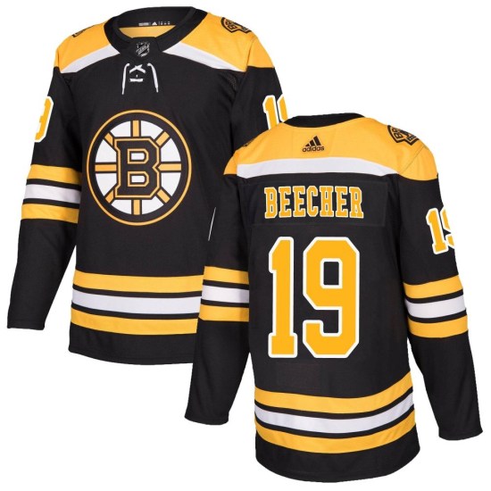 Johnny Beecher Boston Bruins Authentic Home Adidas Jersey - Black