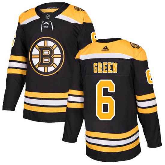 Ted Green Boston Bruins Authentic Black Home Adidas Jersey - Green