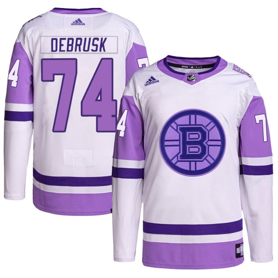 Jake DeBrusk Boston Bruins Authentic Hockey Fights Cancer Primegreen Adidas Jersey - White/Purple