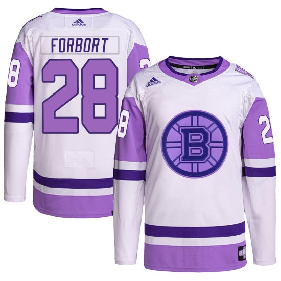 Derek Forbort Boston Bruins Authentic Hockey Fights Cancer Primegreen Adidas Jersey - White/Purple