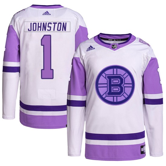 Eddie Johnston Boston Bruins Authentic Hockey Fights Cancer Primegreen Adidas Jersey - White/Purple