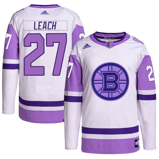 Reggie Leach Boston Bruins Authentic Hockey Fights Cancer Primegreen Adidas Jersey - White/Purple