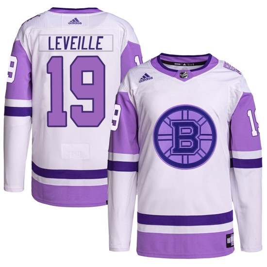 Normand Leveille Boston Bruins Authentic Hockey Fights Cancer Primegreen Adidas Jersey - White/Purple
