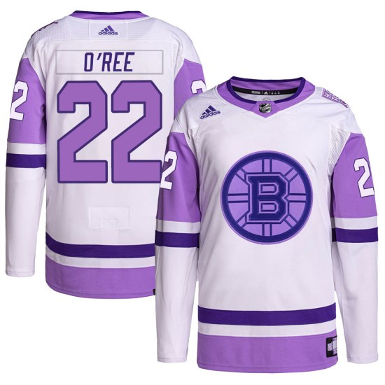 Willie O'ree Boston Bruins Authentic Hockey Fights Cancer Primegreen Adidas Jersey - White/Purple