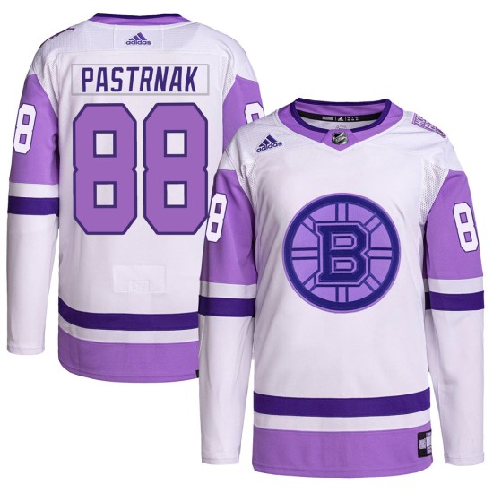 David Pastrnak Boston Bruins Authentic Hockey Fights Cancer Primegreen Adidas Jersey - White/Purple