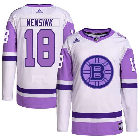 John Wensink Boston Bruins Authentic Hockey Fights Cancer Primegreen Adidas Jersey - White/Purple