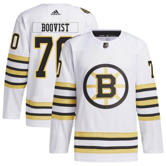 Jesper Boqvist Boston Bruins Authentic 100th Anniversary Primegreen Adidas Jersey - White
