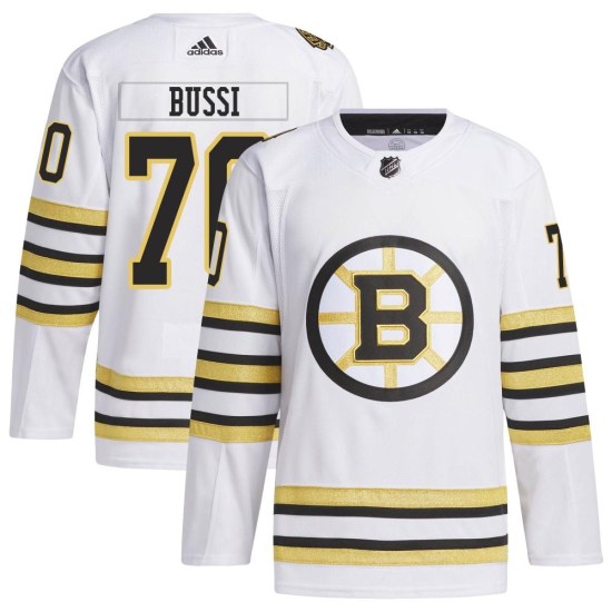 Brandon Bussi Boston Bruins Authentic 100th Anniversary Primegreen Adidas Jersey - White
