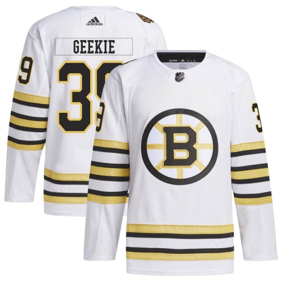 Morgan Geekie Boston Bruins Authentic 100th Anniversary Primegreen Adidas Jersey - White