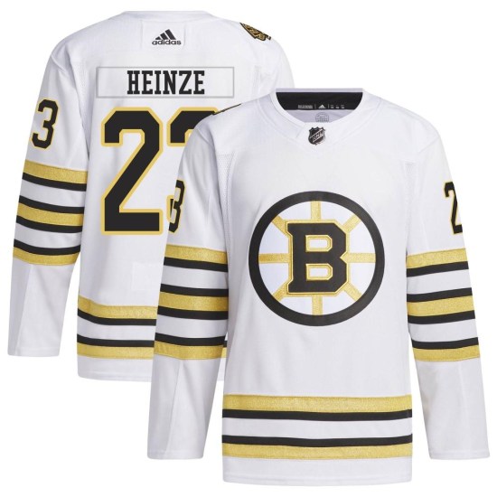 Steve Heinze Boston Bruins Authentic 100th Anniversary Primegreen Adidas Jersey - White