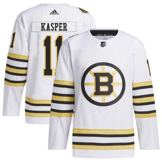 Steve Kasper Boston Bruins Authentic 100th Anniversary Primegreen Adidas Jersey - White