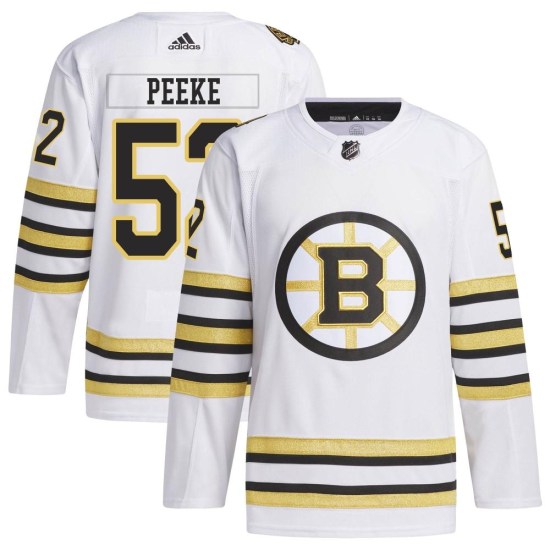 Andrew Peeke Boston Bruins Authentic 100th Anniversary Primegreen Adidas Jersey - White
