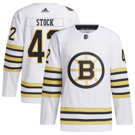 Pj Stock Boston Bruins Authentic 100th Anniversary Primegreen Adidas Jersey - White