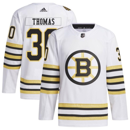 Tim Thomas Boston Bruins Authentic 100th Anniversary Primegreen Adidas Jersey - White