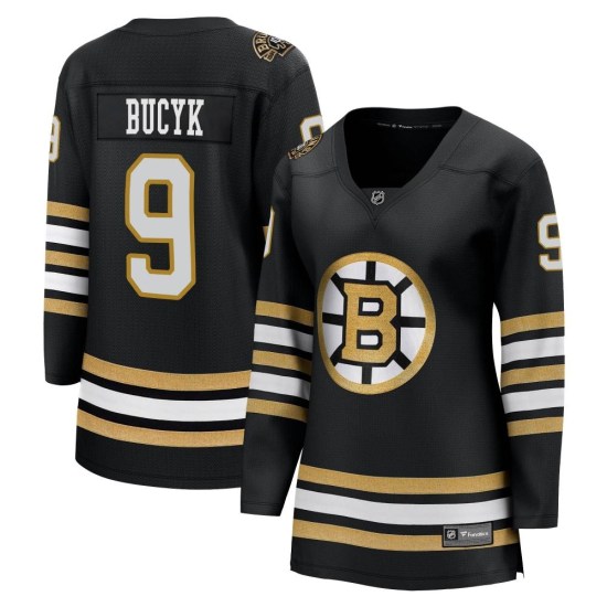 Johnny Bucyk Boston Bruins Women's Premier Breakaway 100th Anniversary Fanatics Branded Jersey - Black