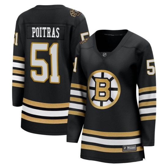 Matthew Poitras Boston Bruins Women's Premier Breakaway 100th Anniversary Fanatics Branded Jersey - Black