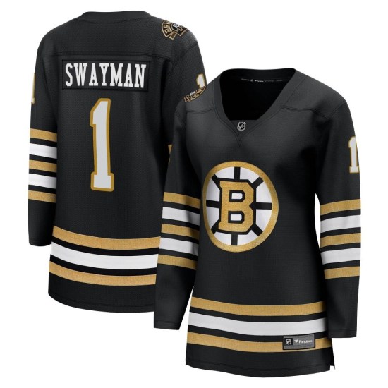 Jeremy Swayman Boston Bruins Women's Premier Breakaway 100th Anniversary Fanatics Branded Jersey - Black