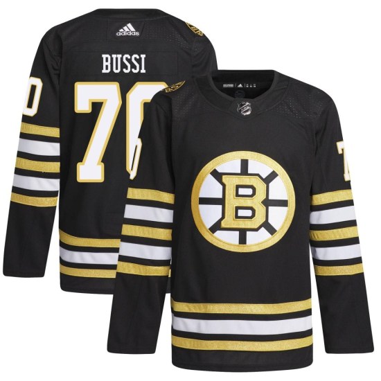 Brandon Bussi Boston Bruins Youth Authentic 100th Anniversary Primegreen Adidas Jersey - Black