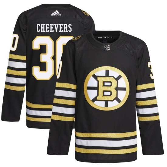 Gerry Cheevers Boston Bruins Youth Authentic 100th Anniversary Primegreen Adidas Jersey - Black